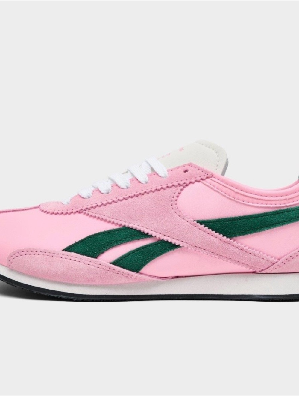 Reebok Pink Low-Top Sneaker with Green Side Stripes